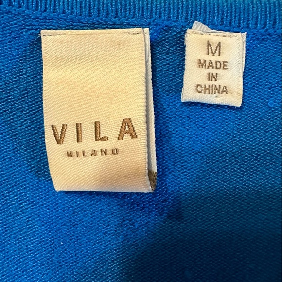 Vila Sweater Women M Blue Cardigan Ruffle Rhinestone Full Zip(j10) - Picture 3 of 12